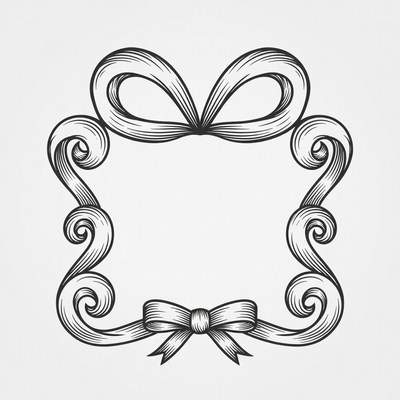 Ornate Ribbon Bow Frame Illustration