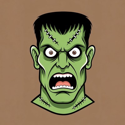 Cartoon Frankenstein Monster Face