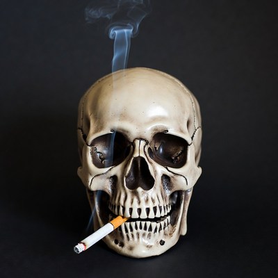 Skull smoking cigarette