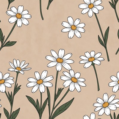 Daisy Flowers Illustration on Beige