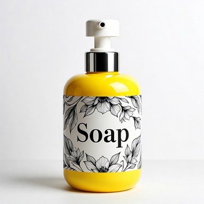 Yellow soap dispenser bottle