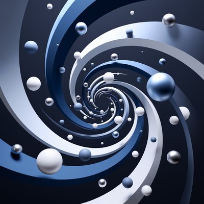 Blue White Swirling Spheres Abstract
