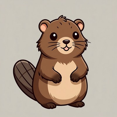 Cute cartoon beaver smiling