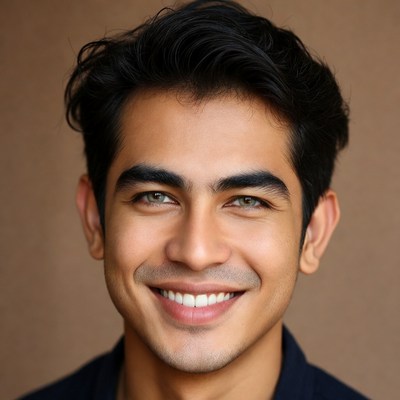 Smiling young man with dark hair