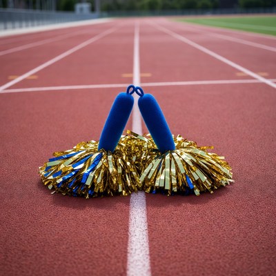 Pom Poms on Red Track