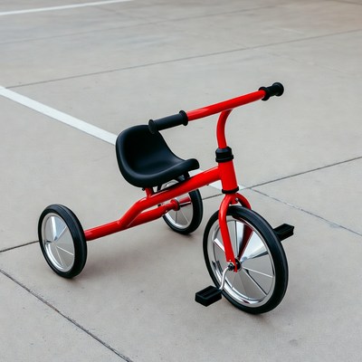 Red Tricycle on Parking Lot