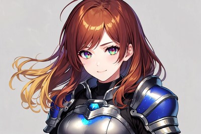 Anime girl in blue armor