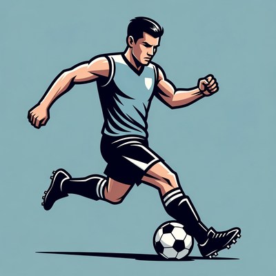 Soccer Player Kicking Ball