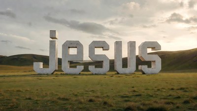 Giant Jesus Sculpture in Grassland