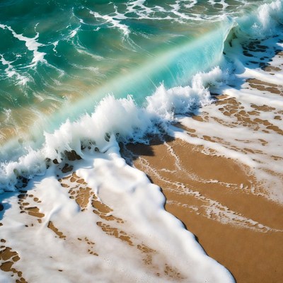 Ocean Wave Crashing on Sandy Beach