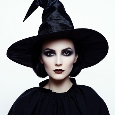 Woman wearing witch hat