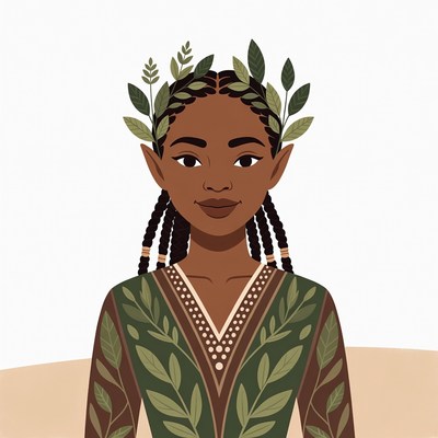 African-American woman with laurel wreath