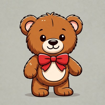 Cute brown teddy bear with red bowtie