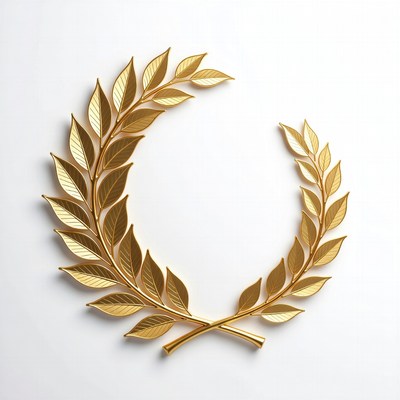 Golden Laurel Wreath on White