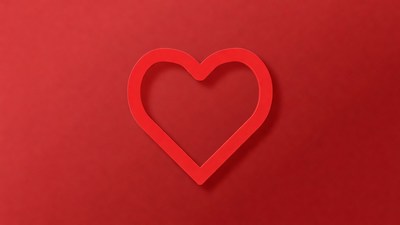 Red Outline Heart on Red Background