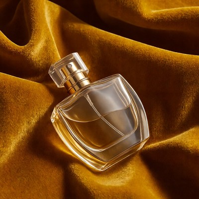 Perfume Bottle on Gold Velvet