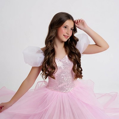 Girl in pink sparkly princess dress