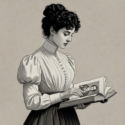 Victorian woman reading book
