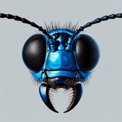 Blue Wasp Close-Up