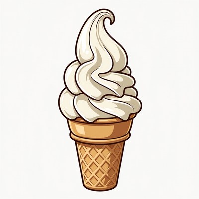 Swirled Vanilla Ice Cream Cone