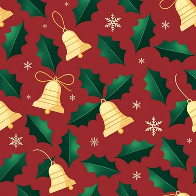 Christmas Bells Holly Snowflakes Pattern
