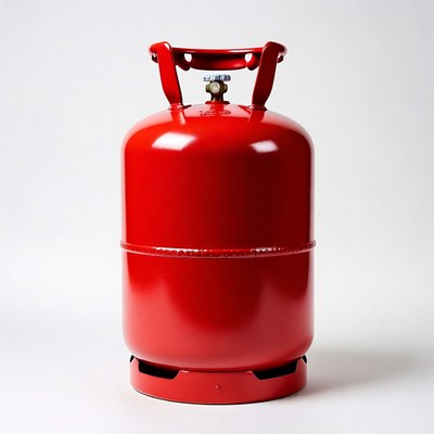 Red gas cylinder isolated