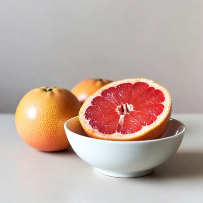 Sliced Grapefruit in White Bowl