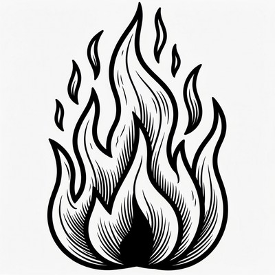 Black and White Flame Illustration