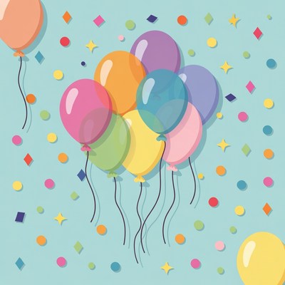Colorful Balloons with Confetti