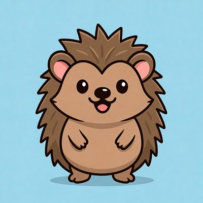 Cute Cartoon Hedgehog Smiling