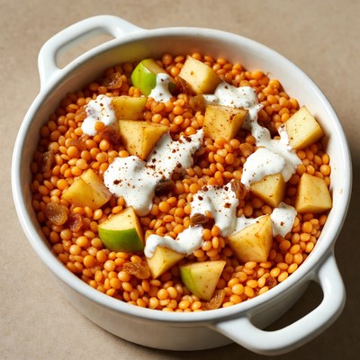 Lentil dish with apples and yogurt