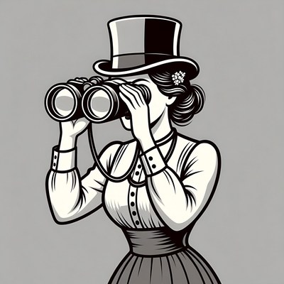 Victorian woman using binoculars