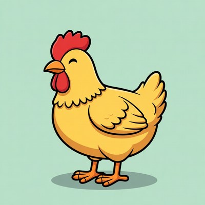 Cartoon yellow chicken smiling