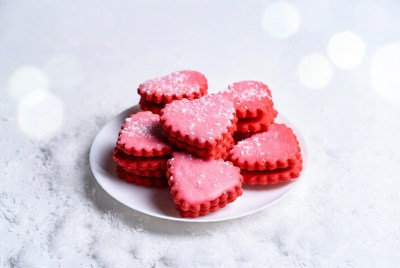 Pink Heart Cookies on Plate