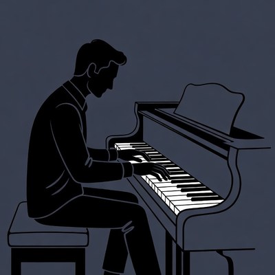 Man playing piano silhouette