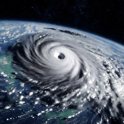Hurricane over Earth from space