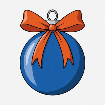 Blue Christmas ornament with orange bow