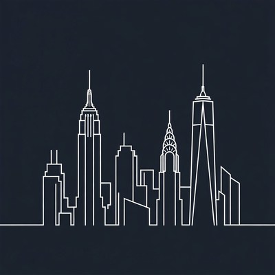 New York City Skyline Line Art