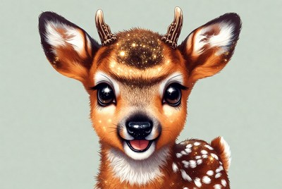 Cute baby deer with sparkly antlers