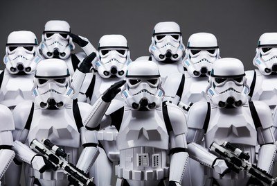Stormtroopers saluting in formation