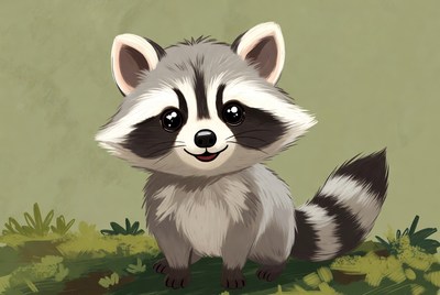 Cute baby raccoon illustration