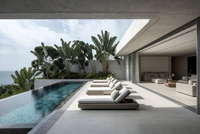 Modern Infinity Pool Overlooking Ocean