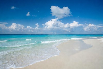 Turquoise Ocean Waves on White Sand Beach