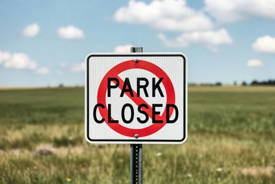 Park Closed Sign in Field