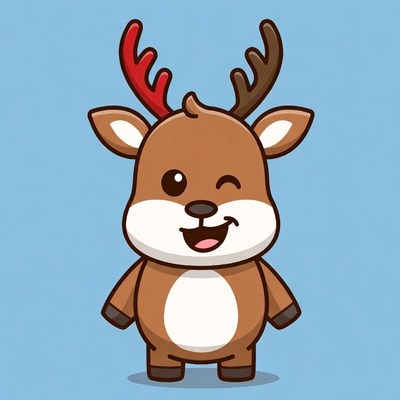 Cute cartoon reindeer winking