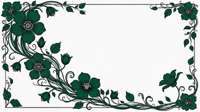 Green Floral Vine Border Illustration