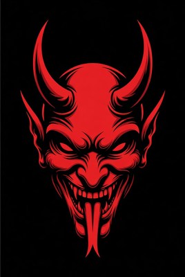 Red Demon Skull Illustration