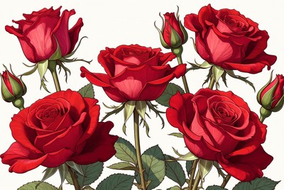 Cluster of Red Roses Illustration