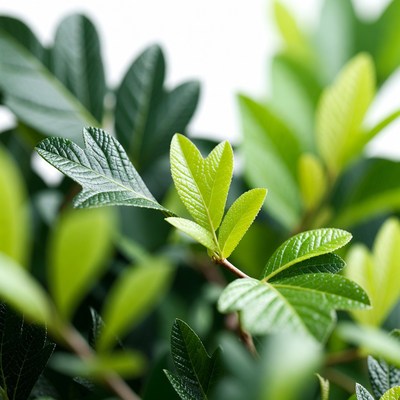 Fresh green holly leaves closeup