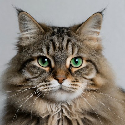Tabby cat with green eyes